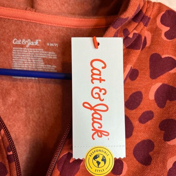 Girls NWT Cat And Jack Hearts Zip Up Hoodie S 6/7 - Picture 7 of 10